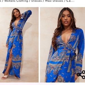 BNWT PrettyLittleThing SATIN KIMONO MAXI DRESS SZ 12